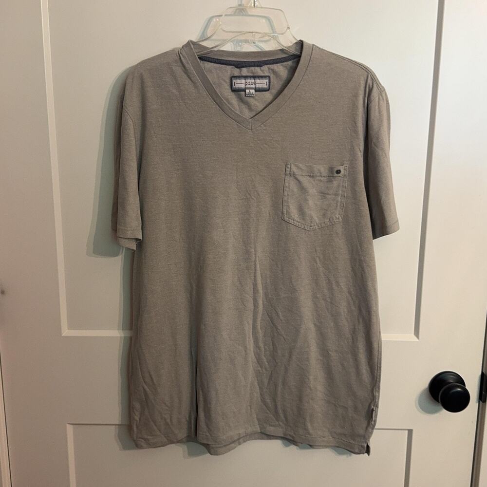 Pd&c T Shirt Mens L Gray V Neck Pocket Lightweight Jersey Basic Soft Casual